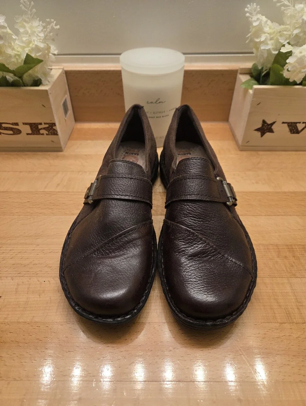 Earth Spirit Gelron Brown Leather Comfort Slip-On Loafer Womens Size 11